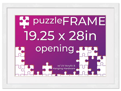 White Frame With White Mat for Jigsaw Puzzles