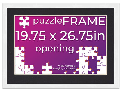 White Frame With Black Mat for Jigsaw Puzzles
