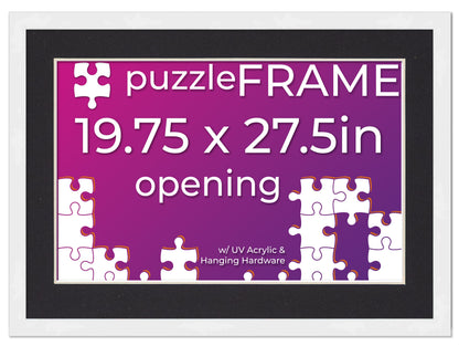 White Frame With Black Mat for Jigsaw Puzzles