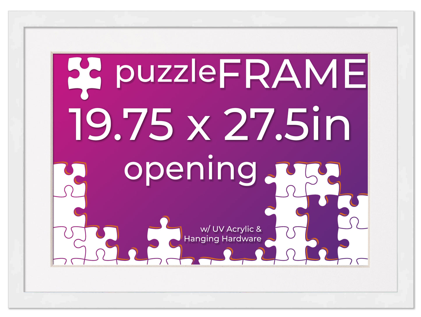White Frame With White Mat for Jigsaw Puzzles