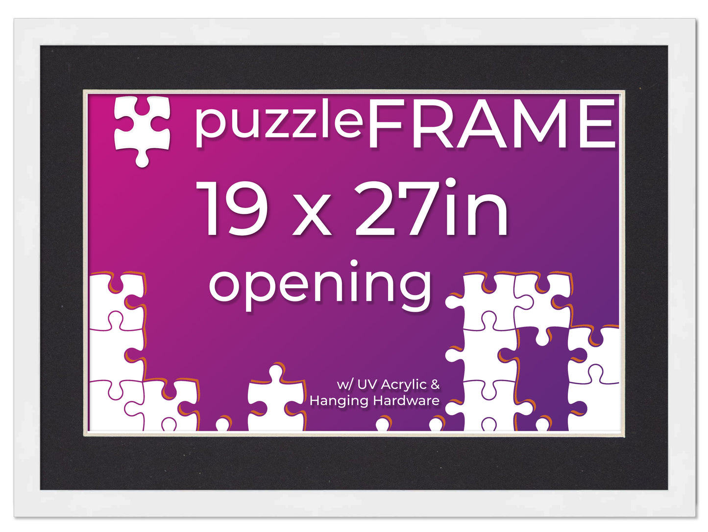 White Frame With Black Mat for Jigsaw Puzzles