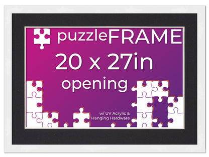 White Frame With Black Mat for Jigsaw Puzzles