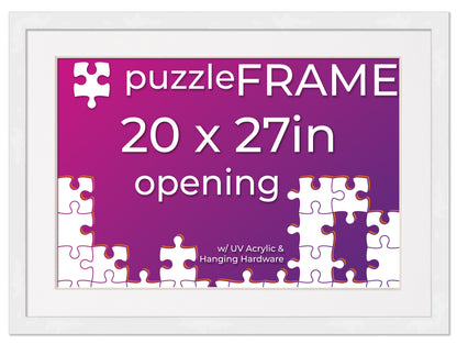 White Frame With White Mat for Jigsaw Puzzles