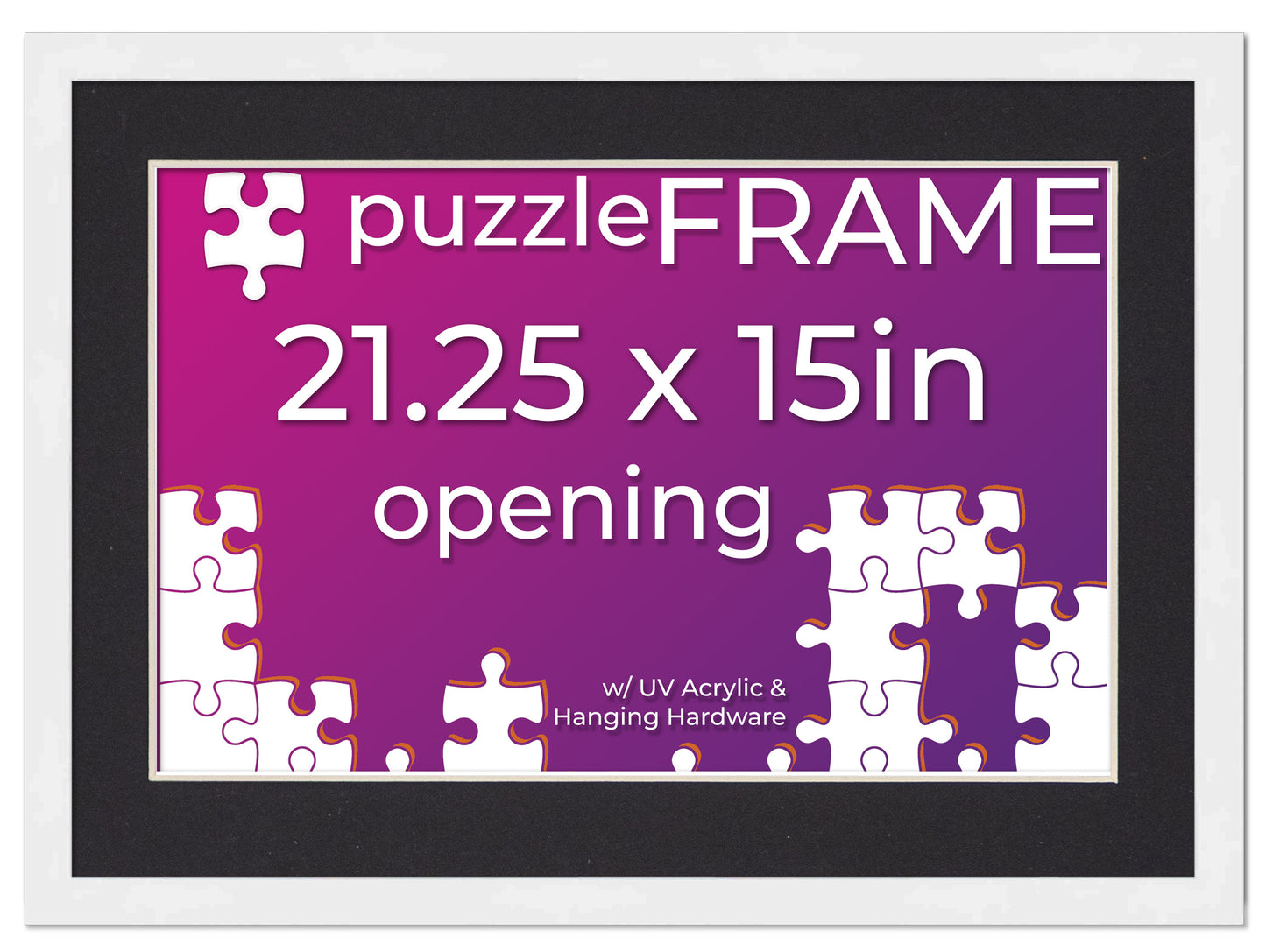White Frame With Black Mat for Jigsaw Puzzles