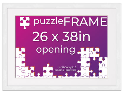 White Frame With White Mat for Jigsaw Puzzles