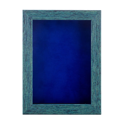 Distressed Blue Shadow Box Frame With Royal Blue Acid-Free Suede Backing
