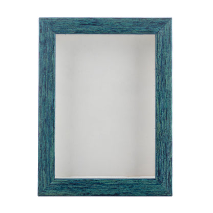 Distressed Blue Shadow Box Frame With White Acid-Free Suede Backing