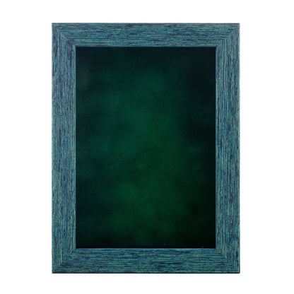 Distressed Blue Shadow Box Frame With Forest Green Acid-Free Suede Backing