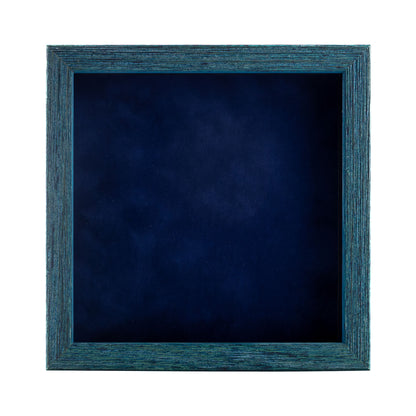 Distressed Blue Shadow Box Frame With Navy Blue Acid-Free Suede Backing