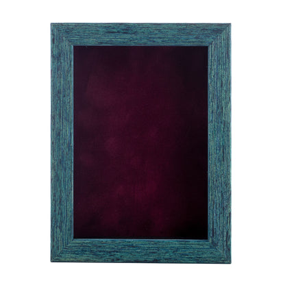 Distressed Blue Shadow Box Frame With Dark Berry Acid-Free Suede Backing