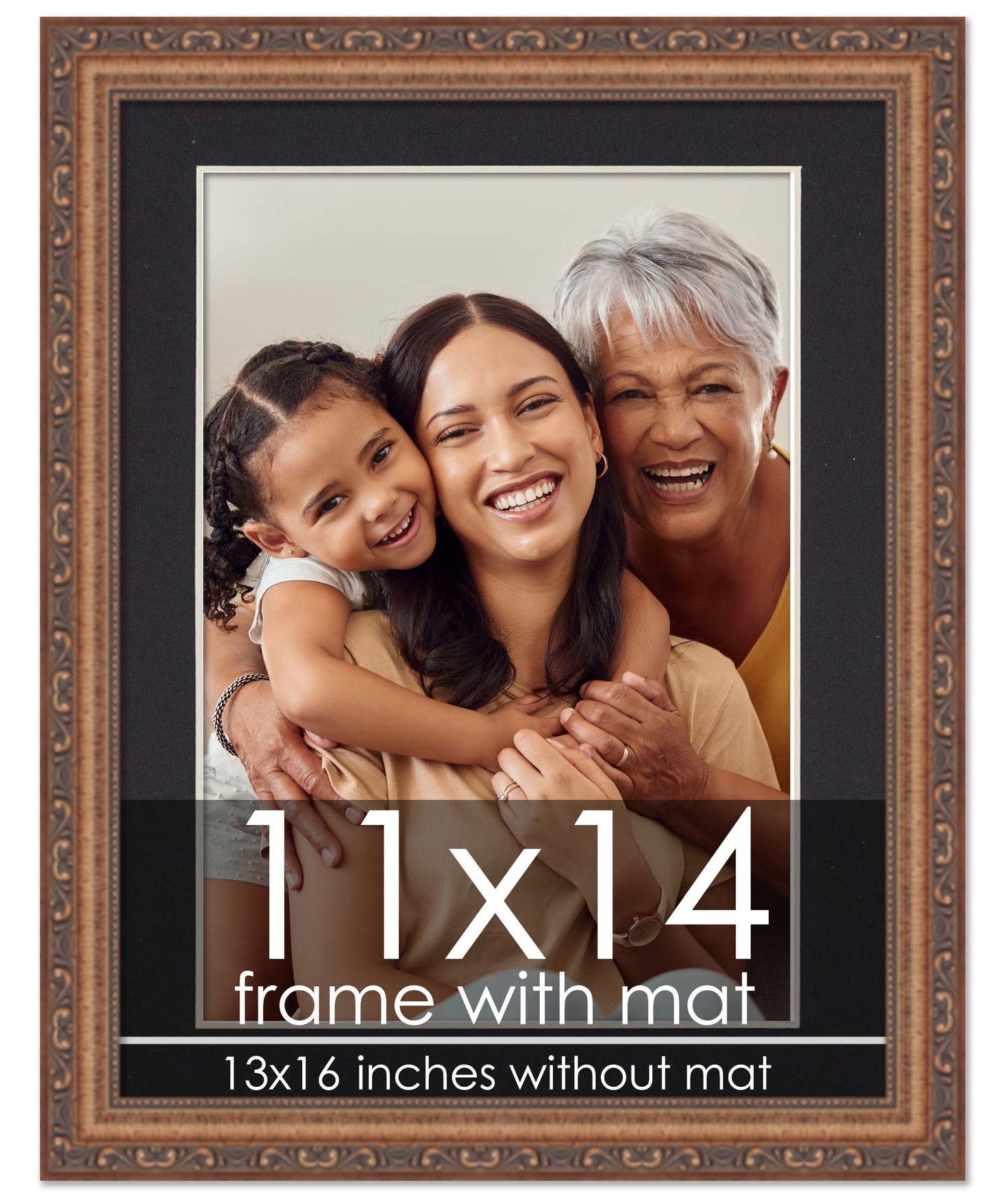 Antique Gold Frame with Black Mat