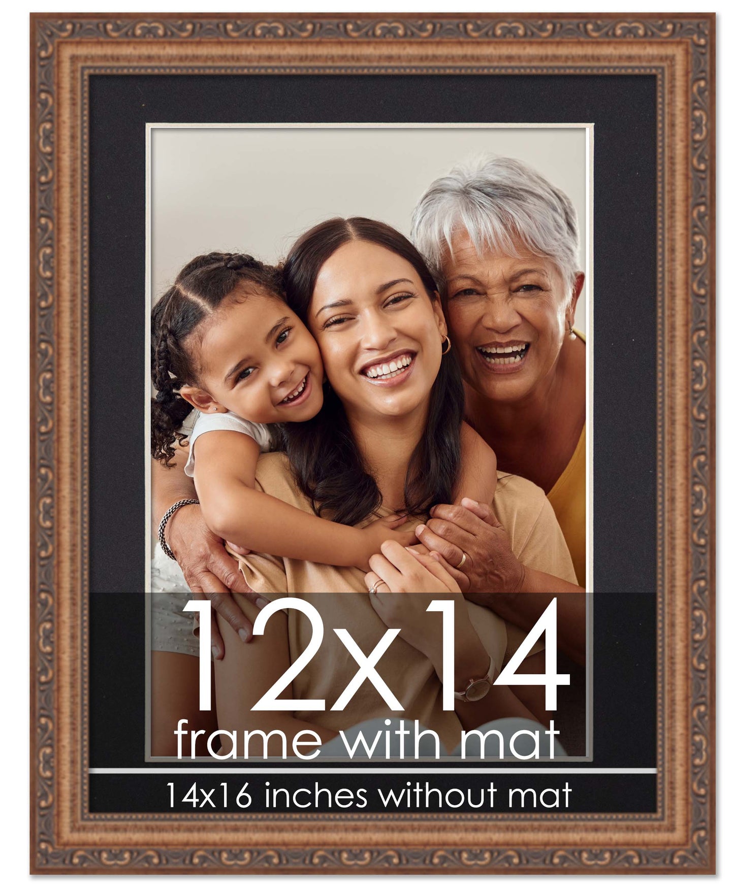 Antique Gold Frame with Black Mat