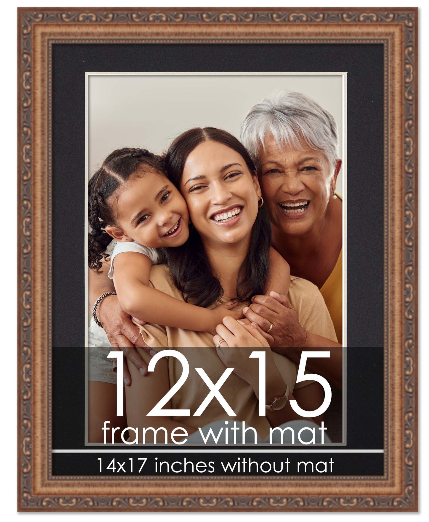Antique Gold Frame with Black Mat
