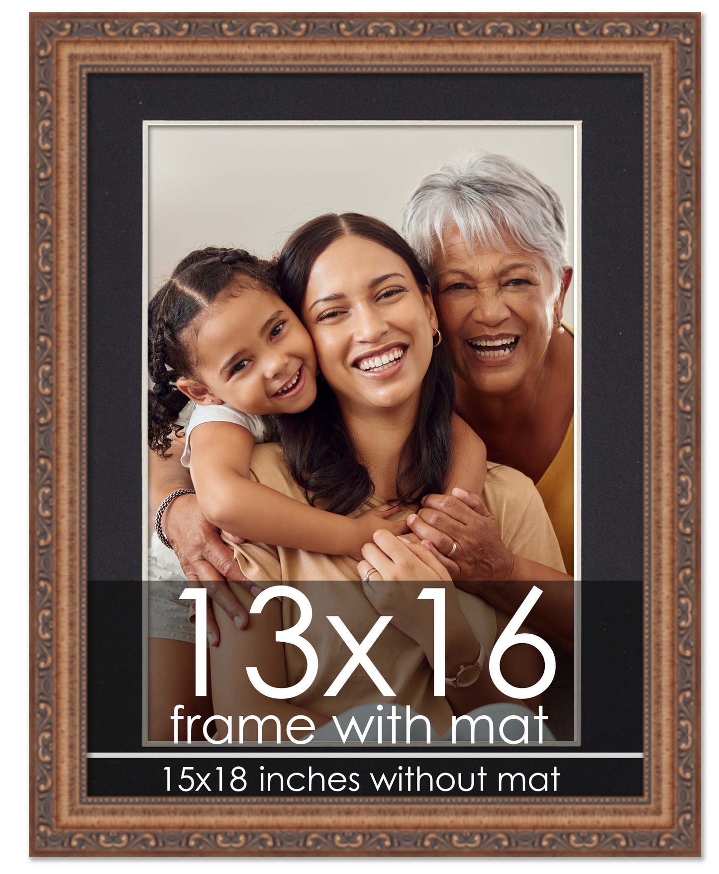 Antique Gold Frame with Black Mat