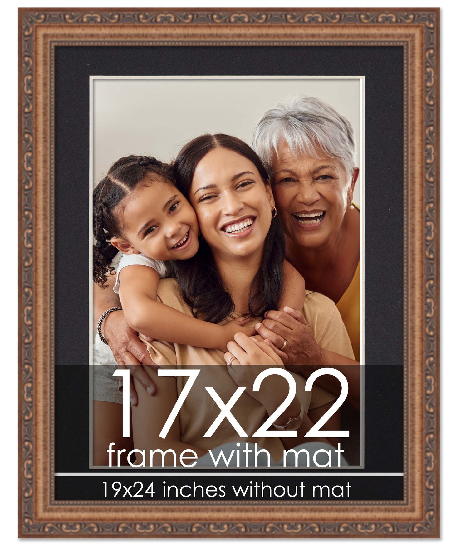 Antique Gold Frame with Black Mat