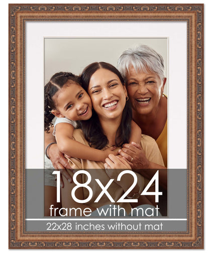 Antique Gold Frame with White Mat