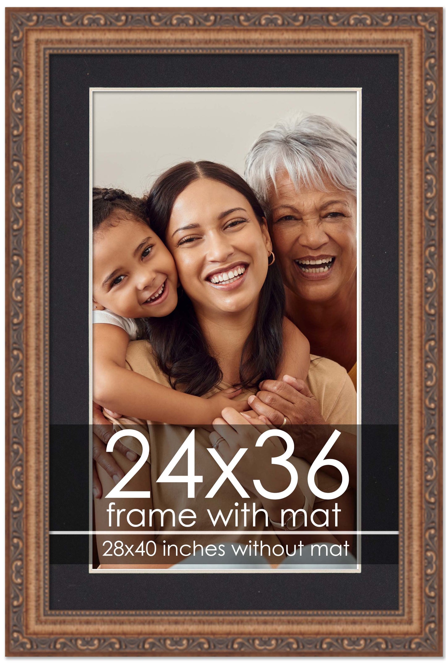 Antique Gold Frame with Black Mat