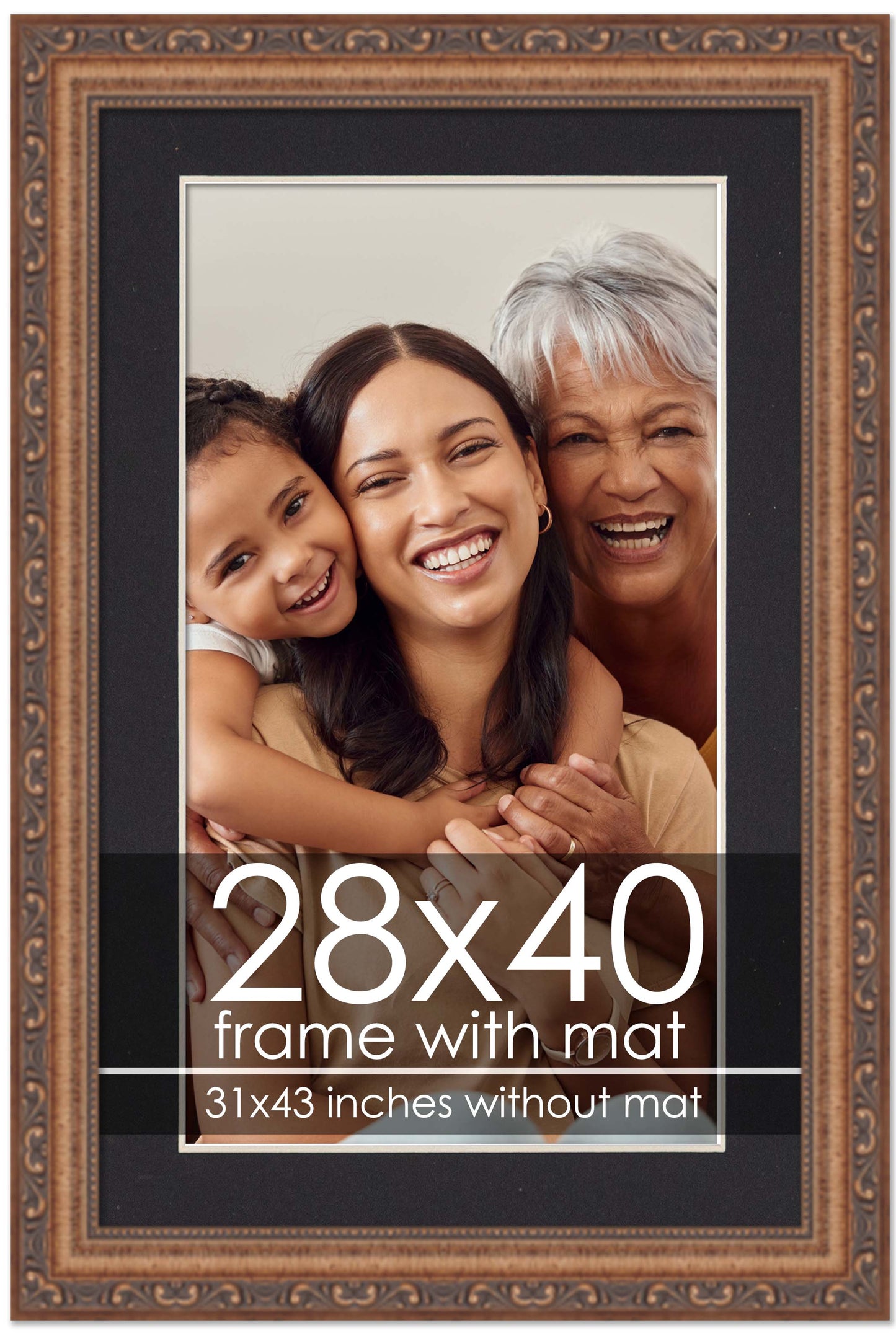 Antique Gold Frame with Black Mat