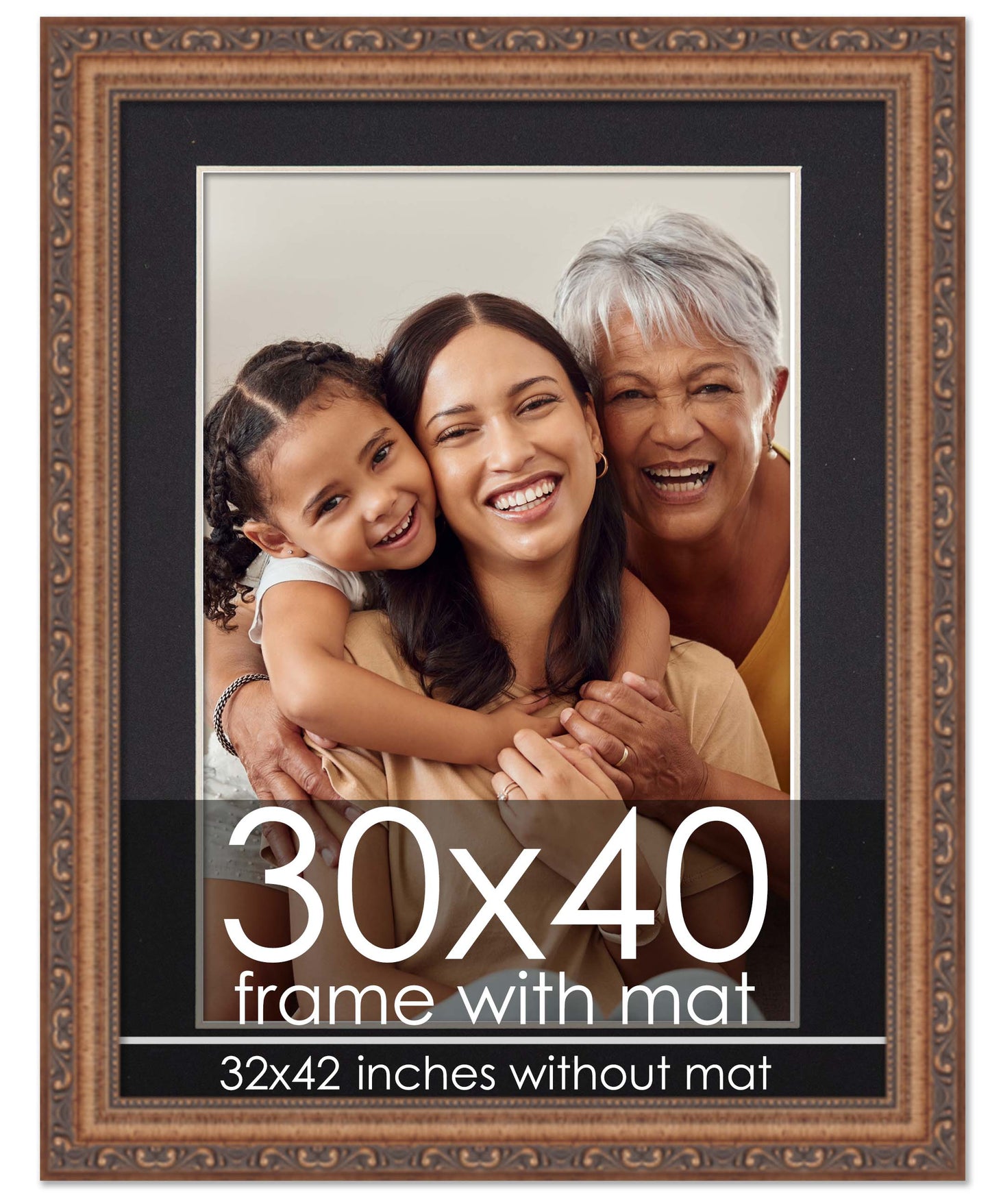 Antique Gold Frame with Black Mat