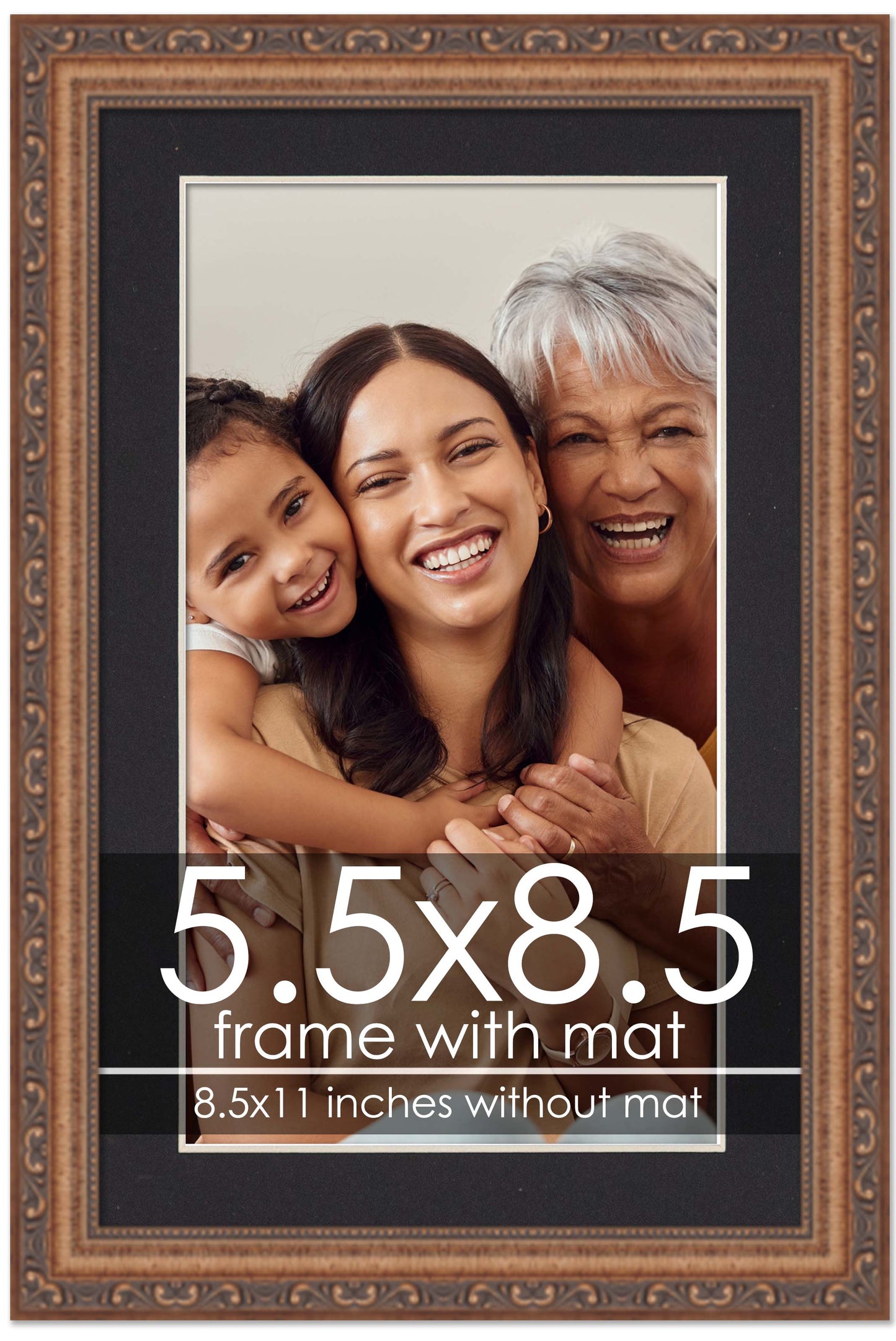 Antique Gold Frame with Black Mat