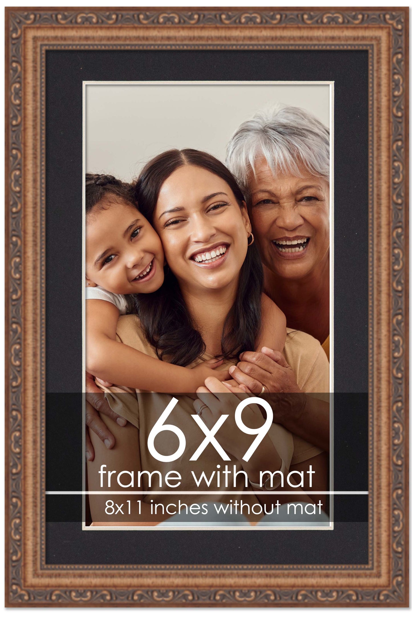 Antique Gold Frame with Black Mat