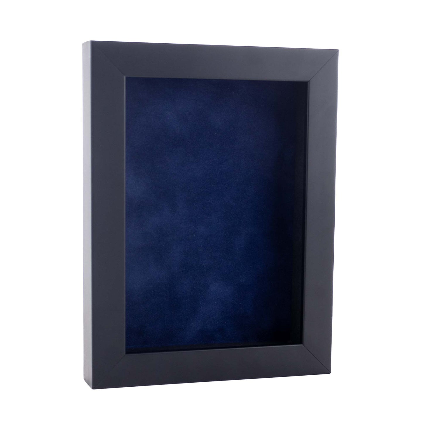 Black Shadow Box Frame With Navy Blue Acid-Free Suede Backing