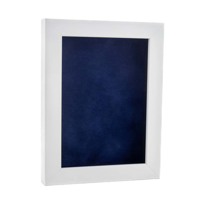 White Shadow Box Frame With Navy Blue Acid-Free Suede Backing