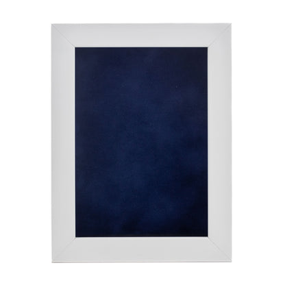 White Shadow Box Frame With Navy Blue Acid-Free Suede Backing