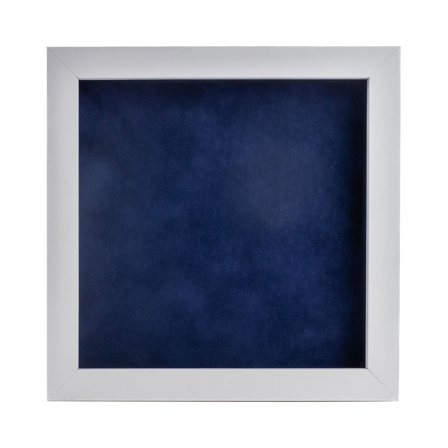 White Shadow Box Frame With Navy Blue Acid-Free Suede Backing