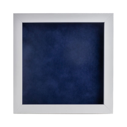 White Shadow Box Frame With Navy Blue Acid-Free Suede Backing