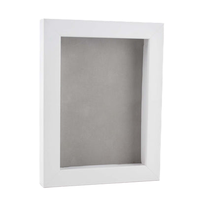 White Shadow Box Frame With Light Grey Acid-Free Suede Backing