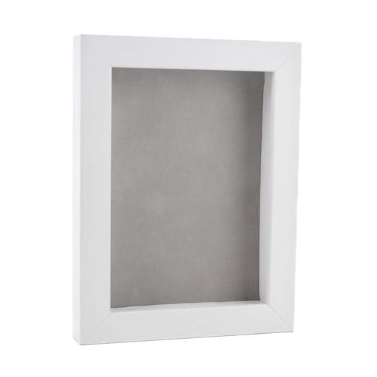 White Shadow Box Frame With Light Grey Acid-Free Suede Backing