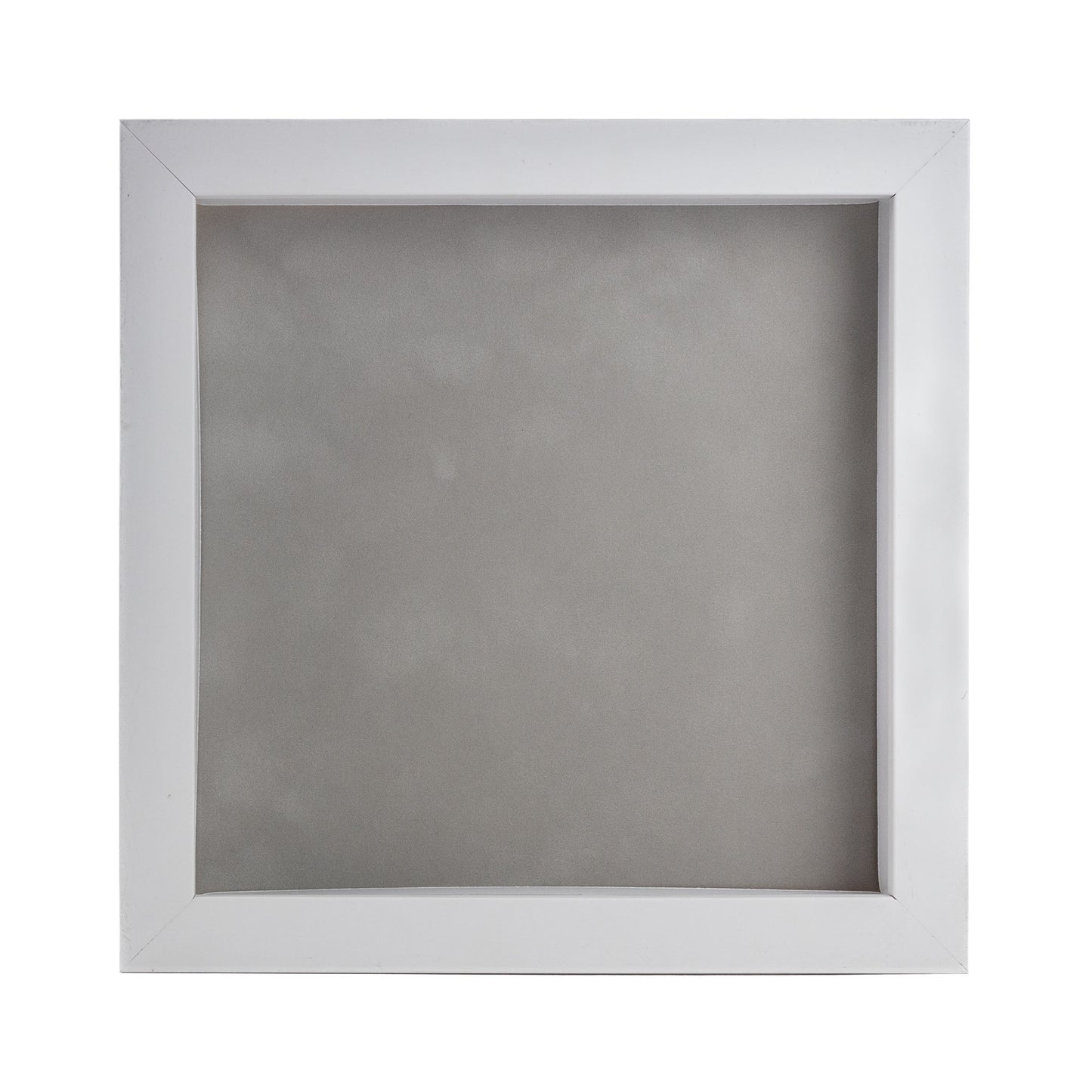 White Shadow Box Frame With Light Grey Acid-Free Suede Backing