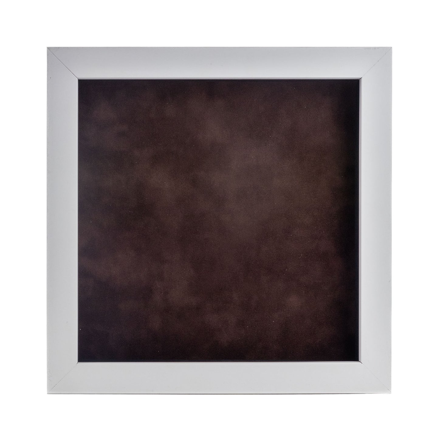 White Shadow Box Frame With Brown Acid-Free Suede Backing