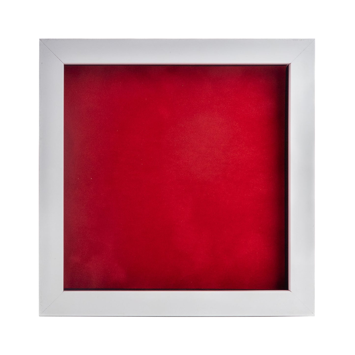 White Shadow Box Frame With Red Acid-Free Suede Backing