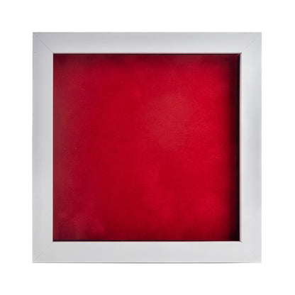 White Shadow Box Frame With Red Acid-Free Suede Backing