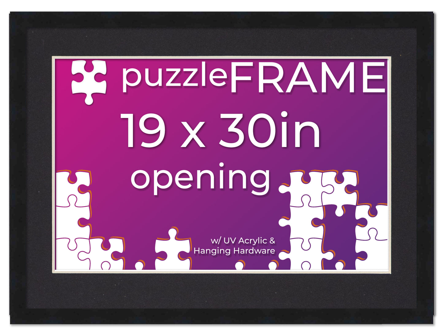 Black Frame With Black Mat for Jigsaw Puzzles