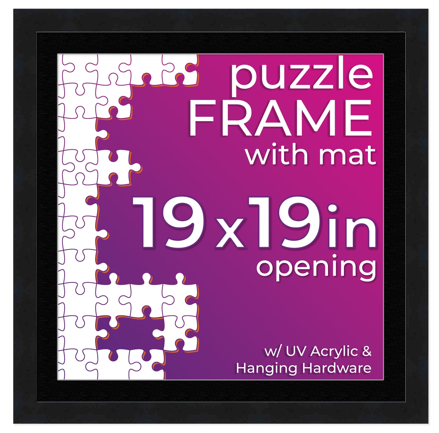 Black Frame With Black Mat for Jigsaw Puzzles