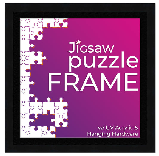 Black Frame With Black Mat for Jigsaw Puzzles