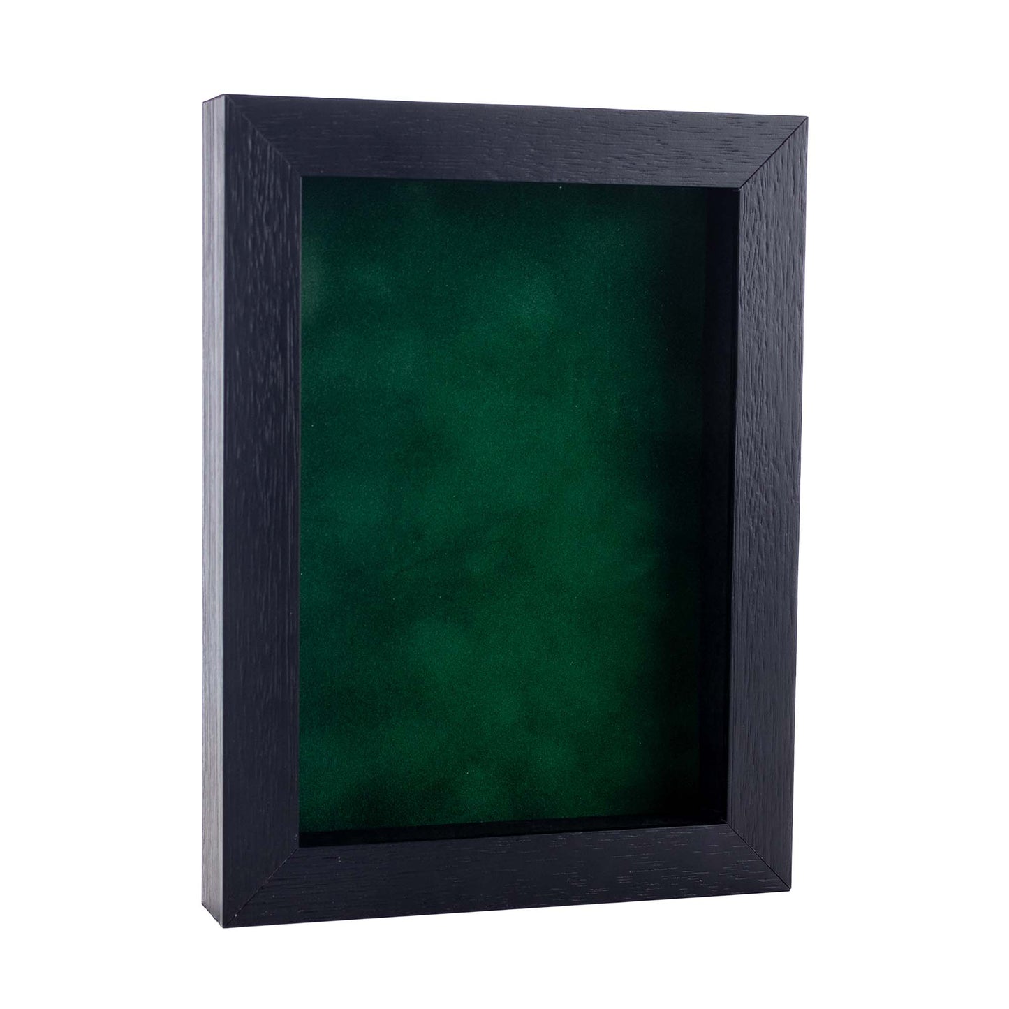 Textured Black Shadow Box Frame With Forest Green Acid-Free Suede Backing