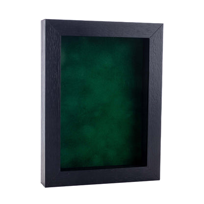 Textured Black Shadow Box Frame With Forest Green Acid-Free Suede Backing