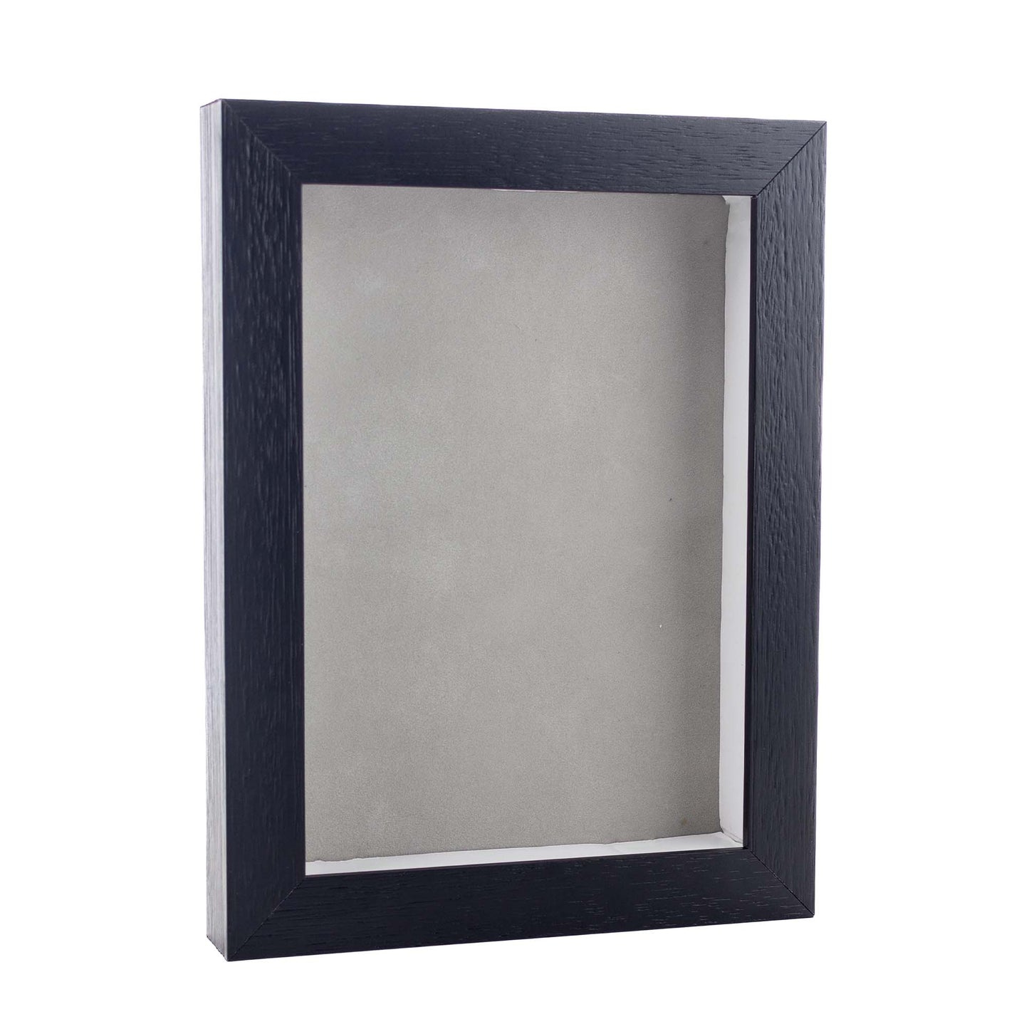 Textured Black Shadow Box Frame With Light Grey Acid-Free Suede Backing
